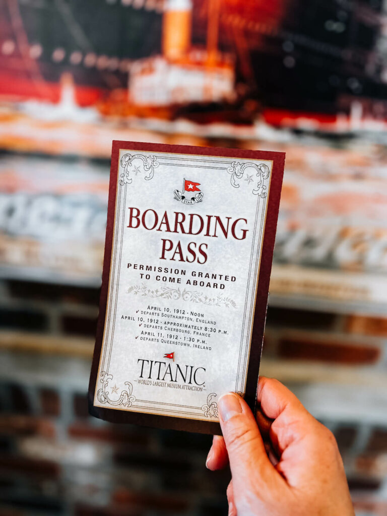 Bordkarte für die Titanic im Titanic Museum